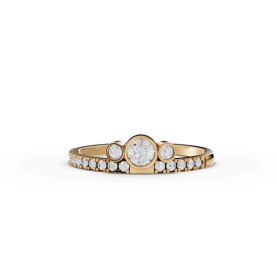 0.29 Ct Round Bezel Three-Stone Ring
