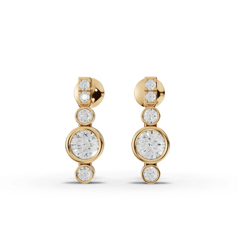 0.65 Ct Bezel Lab Diamond Drop Earrings with Accent Stones