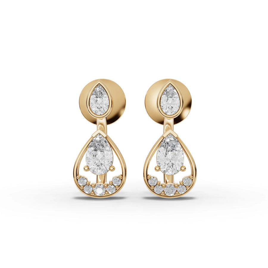 0.79 Ct Pear Halo Drop Earrings