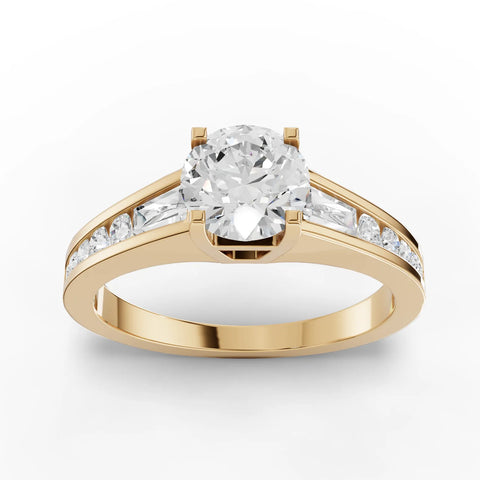 1.18 CT round lab-grown diamond ring yellow gold top view