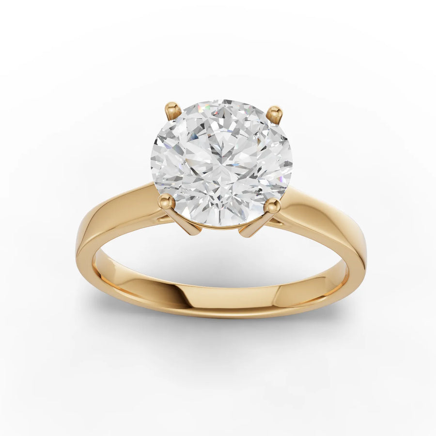 2.00 CT round lab-grown diamond ring yellow gold top view