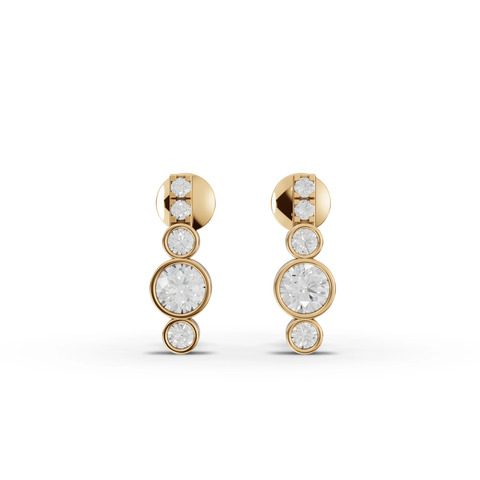 0.35 Ct Bezel Lab Diamond Drop Earrings with Accent Stones