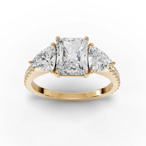 Radiant Cut Lab Diamond Three-Stone Engagement Ring · Trillion Side Stones