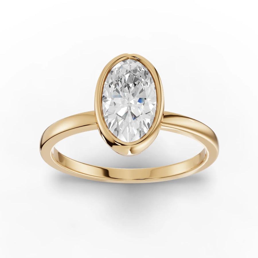 1.04 CT oval lab-grown diamond ring yellow gold top view