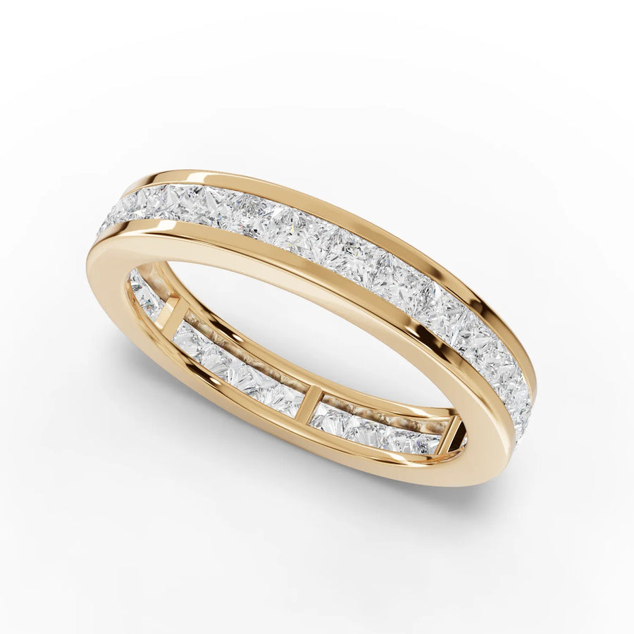 Princess eternity band yellow gold angle