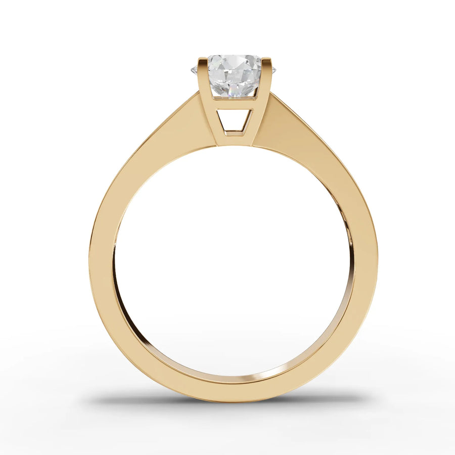 Split shoulder diamond ring yellow gold angle