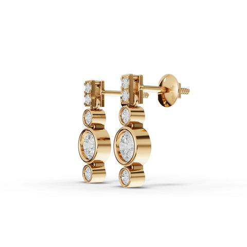 0.65 Ct Bezel Lab Diamond Drop Earrings with Accent Stones