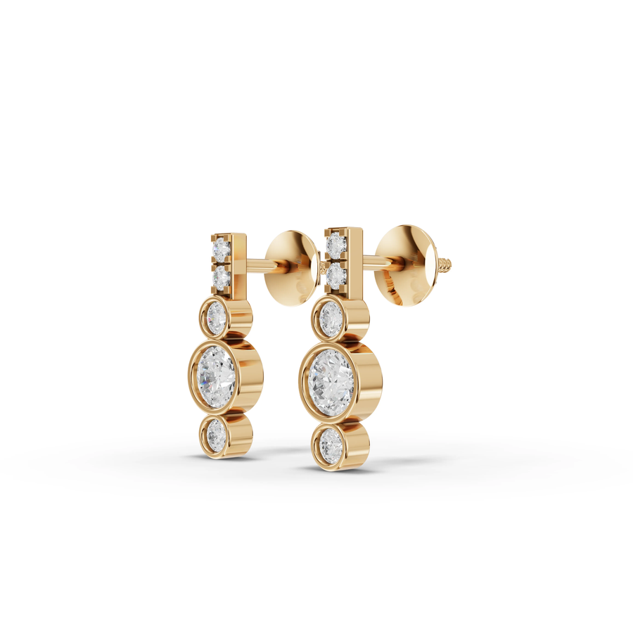0.35 Ct Round Bezel Diamond Drops Studs