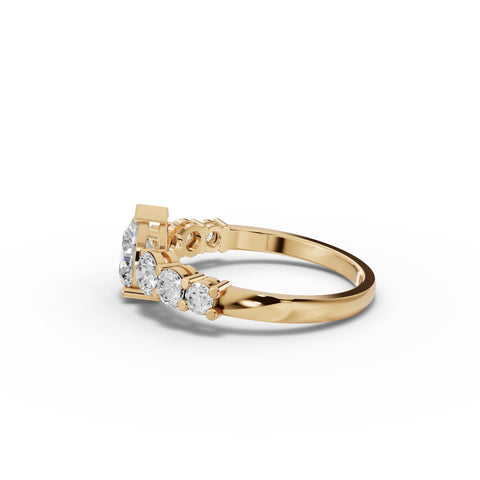 Pear-Shaped Lab-Grown Diamond Ring with Round Side Stones