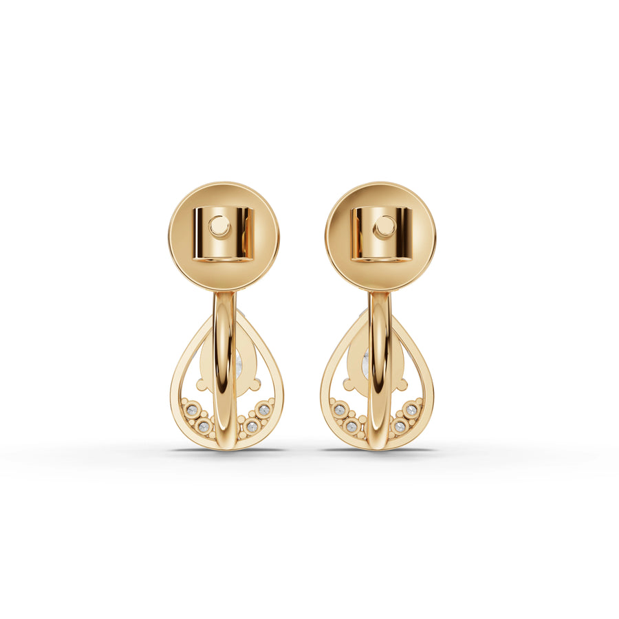 0.79 Ct Pear Halo Drop Earrings