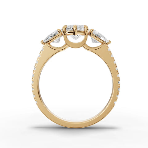 Marquise Cut Lab Diamond Three-Stone Engagement Ring · Trillion Side Stones