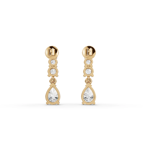 Pear-Cut Lab-Grown Diamond Drop Earrings with Three-Stone Top
