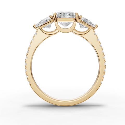 Radiant Cut Lab Diamond Three-Stone Engagement Ring · Trillion Side Stones
