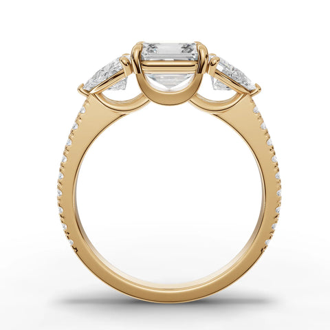 Asscher Cut Lab Diamond Three-Stone Engagement Ring · Trillion Side Stone