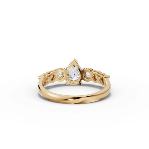Pear-Shaped Lab-Grown Diamond Ring with Round Side Stones