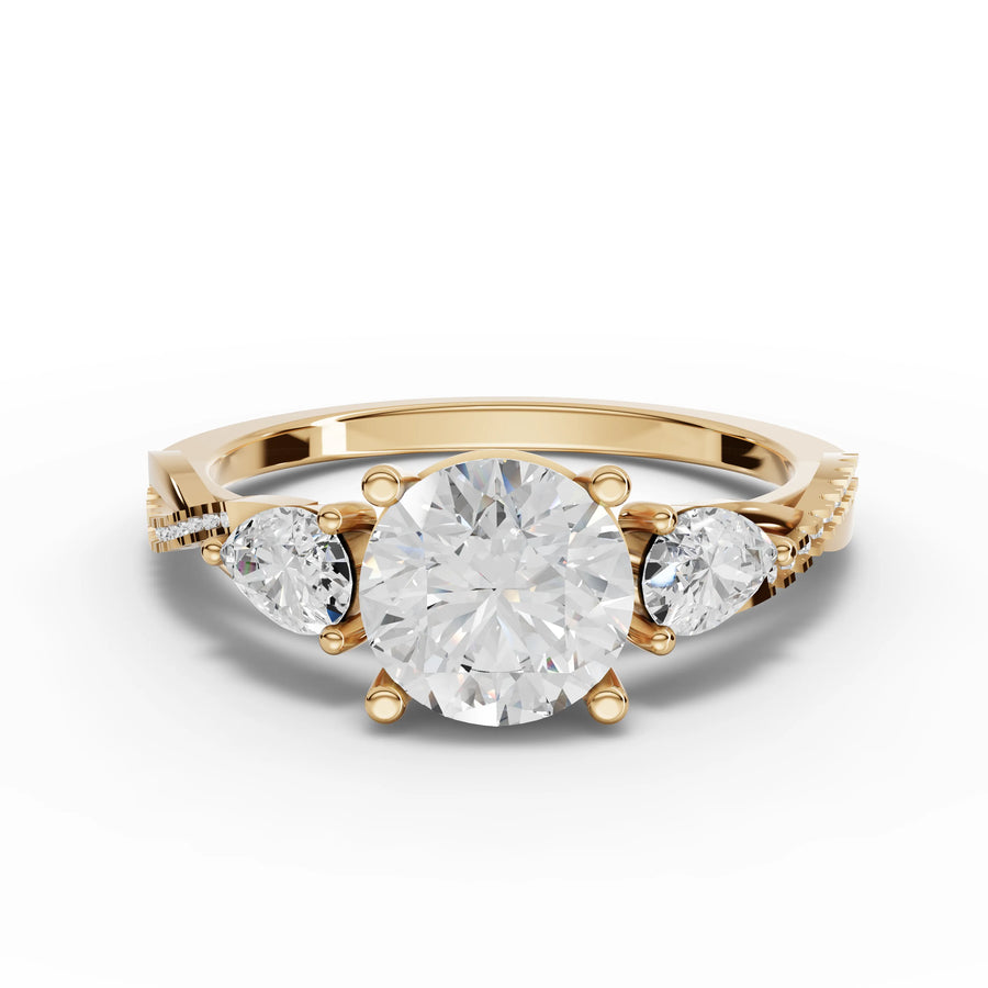 2.86 CT round lab-grown engagement ring yellow gold top
